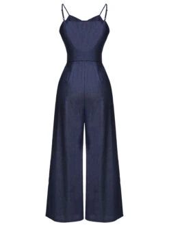 Navy Blue 1930s Cowboy Solid Strap Jumpsuit 14 Navy Blue 1930s Cowboy Solid Strap Jumpsuit -Retro Pulse Shop SCH000769 4