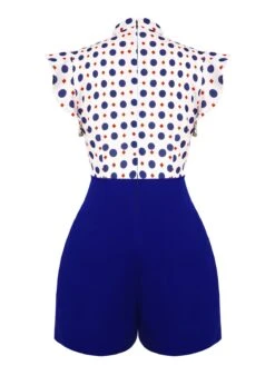 Blue 1950s Polka Dot Buttoned Romper -Retro Pulse Shop SCH000783 2 compressed
