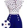 Blue 1950s Polka Dot Buttoned Romper -Retro Pulse Shop SCH000783 7 compressed