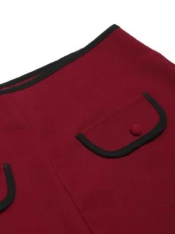 Red 1950s Elastic Waist Solid Shorts -Retro Pulse Shop SCH000798 4 compressed