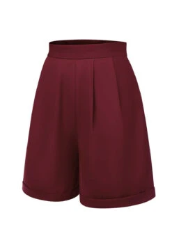 Red 1950s Pleated Turn Over Shorts 11 Red 1950s Pleated Turn Over Shorts -Retro Pulse Shop SCH000882 2 compressed
