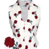 White 1950s Roses Vintage Sleeveless Top -Retro Pulse Shop SCH000905 7