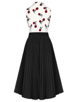 2PCS 1950s White Roses Top & Black Skirt -Retro Pulse Shop SCH000905 SCH000907 2