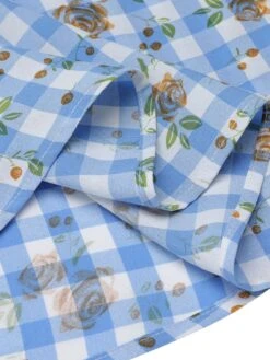 Blue 1940s Rose Plaid Lace Up Dress -Retro Pulse Shop SCH000913 6