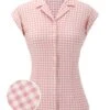 Pink 1950s Gingham Plaid Lapel Shirt -Retro Pulse Shop SCH000943 01 compressed