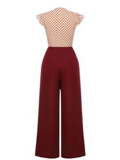 2PCS 1950s Red Polka Dot Blouse & Burgundy Pants -Retro Pulse Shop SCH001018 SCH001019 3