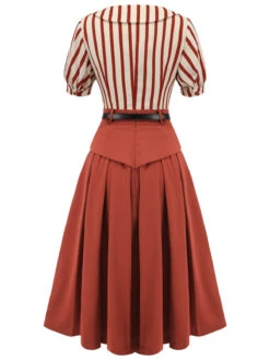 [Pre-Sale] 2PCS Green 1950s Striped Blouse & Pleated Skirt -Retro Pulse Shop SCH0010272pc 4 1