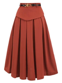 [Pre-Sale] 2PCS Green 1950s Striped Blouse & Pleated Skirt -Retro Pulse Shop SCH00102skirt 2 1