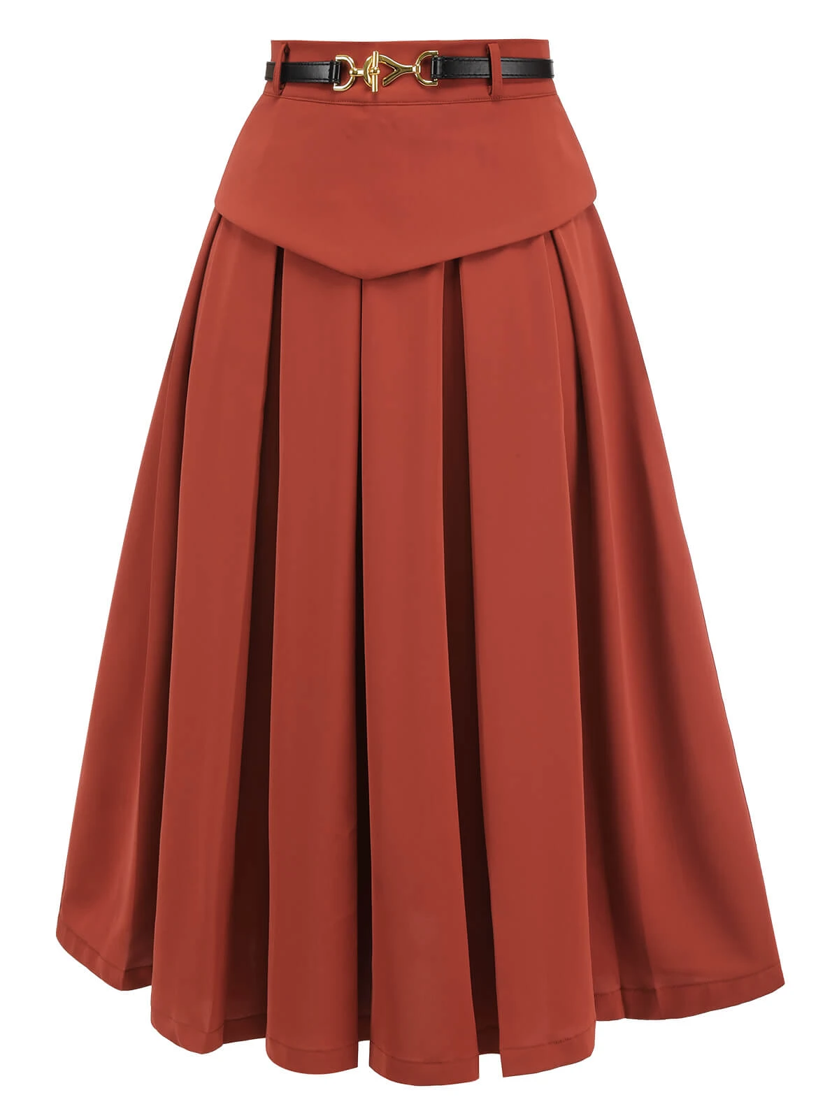 2PCS Orange Red 1950s Striped Blouse & Pleated Skirt 13 2PCS Orange Red 1950s Striped Blouse & Pleated Skirt - Image 12