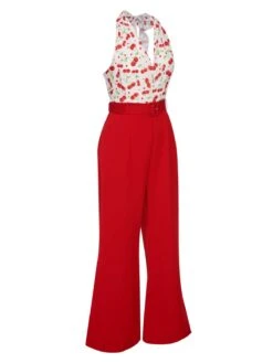 Red 1930s Cherry Belted Halter Jumpsuit -Retro Pulse Shop SCH001154 2 compressed