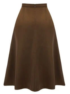 Coffee 1940s High Waist Solid Skirt -Retro Pulse Shop SCH001190 3 compressed