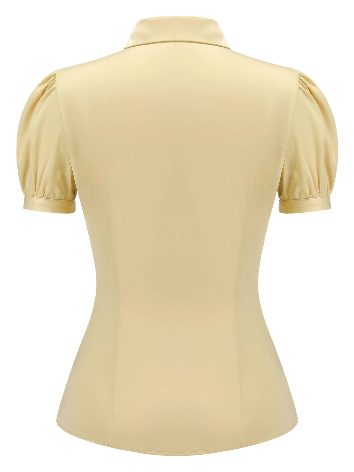 Yellow 1940s Lapel Puff Sleeve Solid Blouse 6 Yellow 1940s Lapel Puff Sleeve Solid Blouse - Image 4