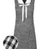 1960s Acetate Gingham Plaid Shift Dress