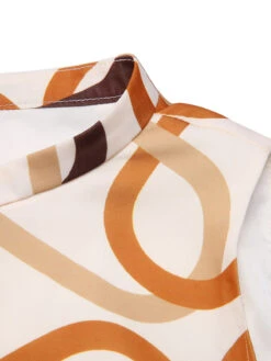 Yellow 1960s Stand Collar Printed Pleated Dress 17 Yellow 1960s Stand Collar Printed Pleated Dress -Retro Pulse Shop SCH001243 6