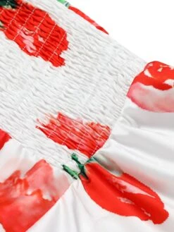 White 1950s Watercolor Rose Halter Dress -Retro Pulse Shop SCHL000010 5