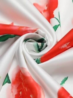 White 1950s Watercolor Rose Halter Dress -Retro Pulse Shop SCHL000010 6