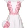 White & Pink 1950s Plaid Romper With Belt