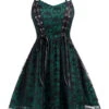 Green 1980s Skull Pattern Gothic Style Dress 2 Green 1980s Skull Pattern Gothic Style Dress -Retro Pulse Shop SCHL000026 G 1 86d702b1 9cb0 4092 9551 4f586a67623e