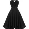 Black 1950s Spaghetti Strap Gothic Style Dress