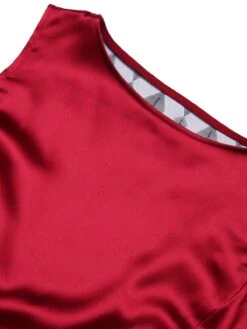 Deep Red 1930s Solid Bow Decor Fishtail Dress -Retro Pulse Shop SCHL000034 4