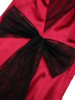 Deep Red 1930s Solid Bow Decor Fishtail Dress -Retro Pulse Shop SCHL000034 5