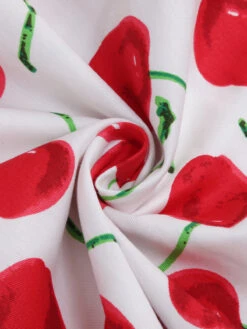 1950s Cherry Sweetheart Short Sleeve Lace Up Dress -Retro Pulse Shop SCHL000113 W 5