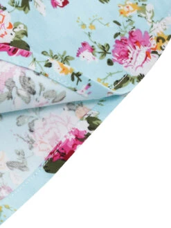 1950s Floral Lace-Up Shoulder V-Neck Swing Dress 26 1950s Floral Lace-Up Shoulder V-Neck Swing Dress -Retro Pulse Shop SCHL000114 BL 6