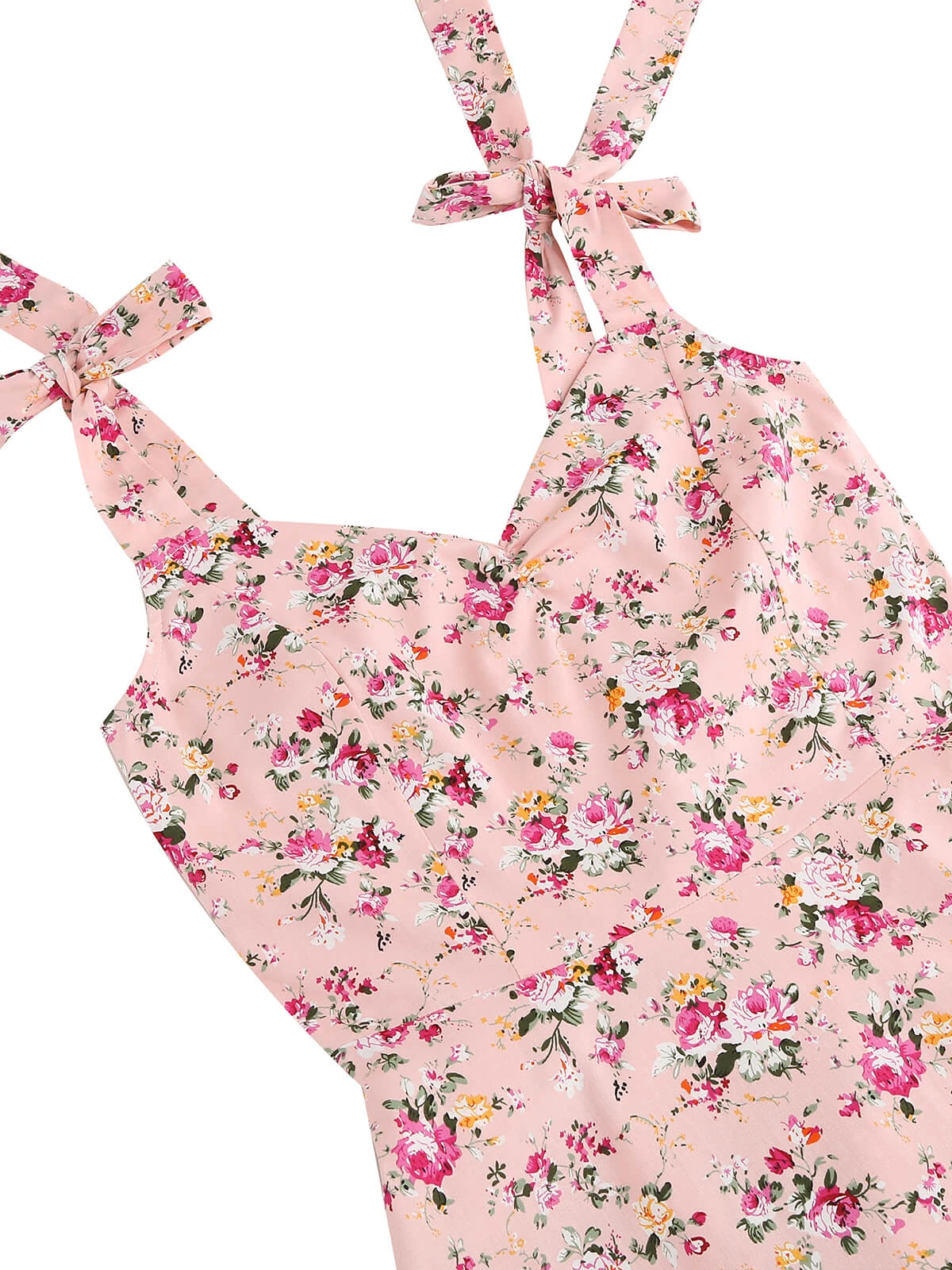 1950s Floral Lace-Up Shoulder V-Neck Swing Dress 16 1950s Floral Lace-Up Shoulder V-Neck Swing Dress - Image 14