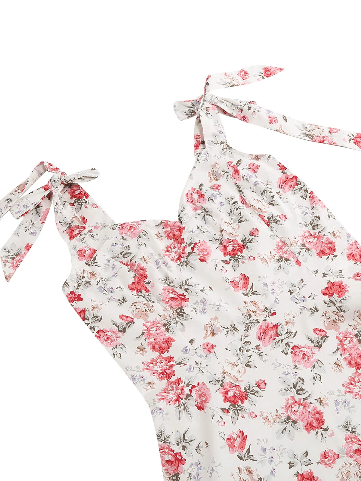 1950s Floral Lace-Up Shoulder V-Neck Swing Dress 21 1950s Floral Lace-Up Shoulder V-Neck Swing Dress - Image 19