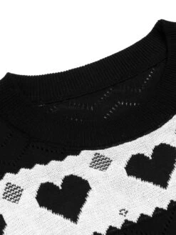Black 1960s Contrasting Heart Knitting Dress -Retro Pulse Shop SCHL000166 4 compressed