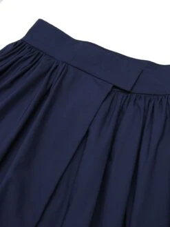 Dark Blue Gray 1960s Solid Umbrella Skirt -Retro Pulse Shop SCHL000173 3