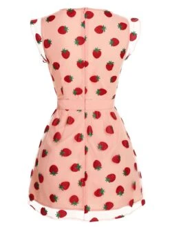 Pink 1960s Strawberry Mesh Mini Dress -Retro Pulse Shop SCHL000179 3 compressed
