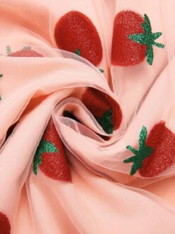 Pink 1960s Strawberry Mesh Mini Dress -Retro Pulse Shop SCHL000179 4 compressed