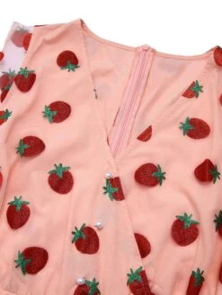 Pink 1960s Strawberry Mesh Mini Dress -Retro Pulse Shop SCHL000179 6 compressed