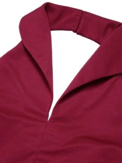 Wine Red 1950s Butterfly Lapel Mesh Dress -Retro Pulse Shop SCHL000309 4 compressed