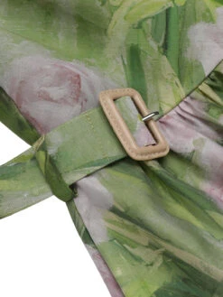 Green 1960s Oil-Painting Rose Dress -Retro Pulse Shop SCHL000562 5