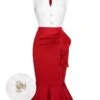 Red & White 1930s Sleeveless Slit Fishtail Dress -Retro Pulse Shop SCHL000566 01 compressed