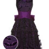 Deep Purple 1950s Halloween Bat Bow Dress -Retro Pulse Shop SCHL000582 01