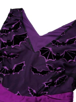 Deep Purple 1950s Halloween Bat Bow Dress -Retro Pulse Shop SCHL000582 4