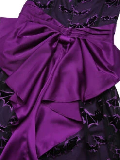 Deep Purple 1950s Halloween Bat Bow Dress -Retro Pulse Shop SCHL000582 5