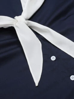 Dark Blue & White 1940s Sailor Collar Dress -Retro Pulse Shop SCHL000613 5