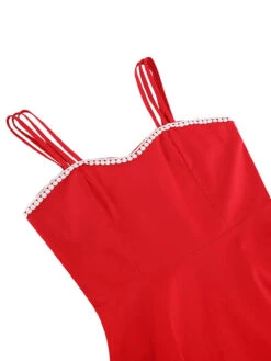 Red 1950s Lace Strap Swing Dress -Retro Pulse Shop SCHL000670 R 4
