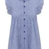 Blue 1950s Ruffles Plaid Blouse -Retro Pulse Shop SCHL000680 1 compressed