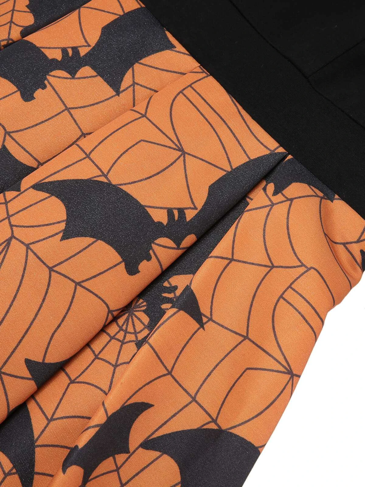 Black & Orange 1950s Halloween Bat Sleeveless Dress 8 Black & Orange 1950s Halloween Bat Sleeveless Dress - Image 6