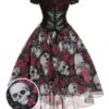 1950s Halloween Skull Rose Lace Mesh Dress -Retro Pulse Shop SCHL000827 01 compressed