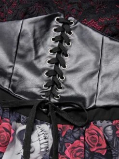 1950s Halloween Skull Rose Lace Mesh Dress -Retro Pulse Shop SCHL000827 6 compressed