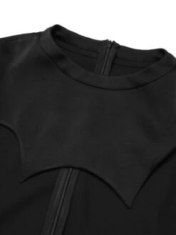 Black 1950s Solid Color Bat Cloak -Retro Pulse Shop SCHL000856 5