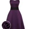 Deep Purple 1950s Halloween Solid Strap Dress