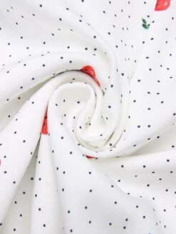 White Satin-faux Cherry Polka Dot Dress -Retro Pulse Shop SCHL000992 6