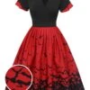 1950s Halloween Flounce Sleeve Swing Dress -Retro Pulse Shop SCHL001005 01